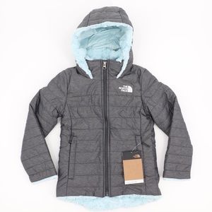 North Face Youth XXS 5 Girls Mossbud Swirl Parka Jacket Grey Blue NWT Authentic